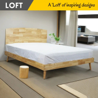 LOFT Design MITO Full Solid Wood Queen Size Bed katil queen kayu -Natural