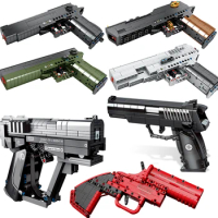 Military Weapon Revolver Gun AK47 AWP Pistol Rifle Desert Eagle Submachine SWAT Building Blocks Toys
