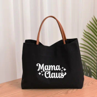 Mama Claus Women Canvas Mom Grandma Nana Mimi Gigi Gift for Mother's Day Baby Shower Beach Travel Customize Tote Bag