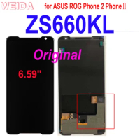 6.59" Original ZS660KL LCD for ASUS ROG Phone 2 Phone2 PhoneⅡ ZS660KL LCD Display Touch Screen Digitizer Assembly with Frame