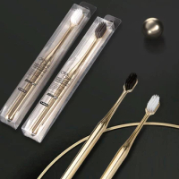 Super Soft Toothbrush Couple Style High Quality Soft Brush Hair Gold Silver Mild Toothbrush Gold Plated Household Products 2023