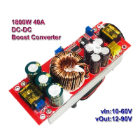 1800W 40A DC-DC CC CV Boost Converter Step Up Variable DC Power Supply Module Adjustable 12-90V Solar Voltage Regulator
