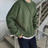 เสื้อสเวตเตอร์ถัก, ชั้นฐานสีทึบ, คอกลม, ทรงหลวม, เสื้อสเวตเตอร์อเนกประสงค์ เสื้อ  แจ็กเก็ต  mc  ของ 