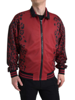 Mens Leopard Bomber Jacket Red in Burgundy