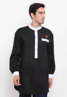 ZAYIDAN Zayidan Baju Koko Gamis Muslim Pria Ghafar - Hitam
