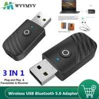 BT 3 in 1 Wireless USB Bluetooth 5.0 Adapter Audio Receiver Transmitter 3.5mm AUX adaptador for car TV PC Computer Home Stereo