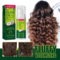 Eelhoe Olive Oil Hair Mousse for Curly Hair, Long-Lasting Moisturizing Styling Foam, Anti-Frizz &amp; Shine Enhancer for Wigs