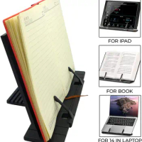 Book Stand,Adjustable Foldable Book Holder With Page Paper Clip,Desk Reading Rest Bookstand,Textbooks Cookbook Recipe Book Stand