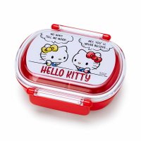 小禮堂 Hello Kitty 日製 透明蓋微波便當盒 雙扣便當盒 塑膠便當盒 保鮮盒 360ml (紅白 對話)