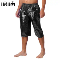 Mens Metallic Shiny Shorts Fashion Loose Short Pants Music Festival Rave Outfit Disco Theme Stage Performance Party Clubwear