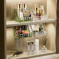 Mirror Cabinet Storage Box Wall-mounted Punch-free Home Bathroom Cosmetics Organizer Lipstick Makeup Brush Holder