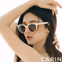 CARIN NewJeans配戴款 貓眼膠框太陽眼鏡/白 咖啡鏡片#KRISTEN N C3