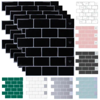5/10Pcs Basic Brick Peel and Stick Tiles PET Self Adhesive Wall Tile Sheets Backsplash 3D Wall Sticker Panel for Kitchen Bedroom