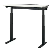 MITTZON 升降式工作桌, 電動 白色/黑色, 120x60 公分