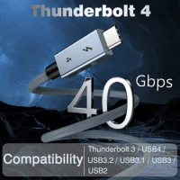 40gbps thunderbolt4 type c 240w USB4 fast charging cable compatible thunderbolt 3 USB c data transfer cable 8K for MacBook Dock