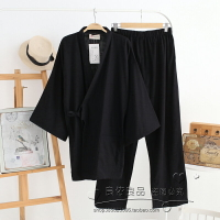 春秋日系和服男士純棉睡衣寬松大碼開衫家居服和風作務服甚平包郵