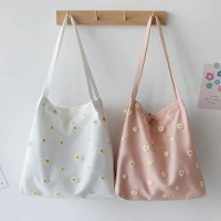 2021 Mesh Daisy Double Layer Canvas Shoulder Bag Korean Ins Lace Small Square Bag