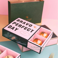 17*17*5cm Bronzing design Pink cake box, Gift Packaging for Wedding Party birthday Maccaron Moon Cake baking Package 50pcs