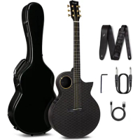 NEW Enya X4 Pro 36/41 inch Carbon Fiber AcousticPlus Cutaway Guitar With Hard Case Leather Strap