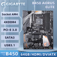 Gigabyte B450 AORUS ELITE mainboard,Socket AM4,2 x DDR4 DIMMs Maximum memory capacity 32GB PCI-E 3.0 1 x M.2 AMD AM4 Motherboard