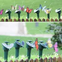 Ornament Home Decor Solar Powered Flying Fluttering Fake Butterfly Yard Garden Stake Decor Butterfly Farmland Home Decoration