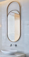 復古鐵藝鏡圓形浴室鏡鏡子化妝鏡穿衣鏡創意鏡掛鏡橢圓形定制鏡子