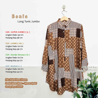 Bonia Kemeja Tunik Areezka Motif Rayon Viscose Premium Jumbo Adem Nyaman LD 120 140