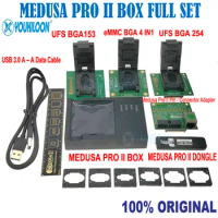 Original New MEDUSA Pro II Box Full Set / Medusa Pro2 and 3pc socket(UFS BGA153 /254 ,EMMC 4 IN 1 )with Medusa Pro II Dongle