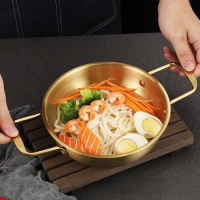Korean Style Instant Noodle Pot, Binaural Army Hot Pot, Golden Ramen Pot, Seafood Pot, Thick Stainless Steel Soup Pot