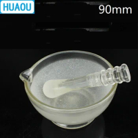 HUAOU 90mm Glass Mortar with Pestle Laboratory Chemistry Equipment