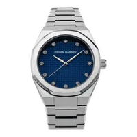Jam Tangan Pria Regan Harney RH010-03 Moissanite Regal Blue Dial Stainless Steel Strap