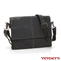 【vensers】小牛皮潮流個性包-斜肩背包(N131001黑色)