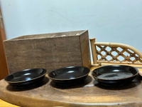 日本中古回流昭和早期實木胎漆器口沿描金茶點皿 木杯托 壺承