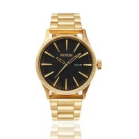 【NIXON】金框 黑面 金色刻度 不鏽鋼錶帶 男錶 情人節(A356-510-00)