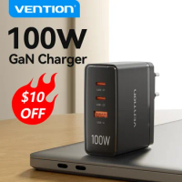 Vention 100W GaN Charger USB Type C Charger for iPhone 14 13 12 QC 4.0 3.0 USB Fast Charge for Xiaomi MacBook Tablet PD Charger