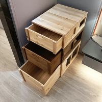 實木抽屜式木箱收納箱大號儲物柜組合整理定制置物箱臥室桌下柜子