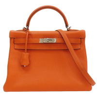【二手名牌BRAND OFF】HERMES 愛馬仕【再降價】 橘色 Togo牛皮 Kelly 32 凱莉 兩用包 □N刻 (缺鎖頭)