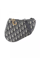 Christian Dior Pre-Loved Christian Dior saddle bag oblique Shoulder bag canvas leather beige Navy