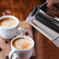 Stainless Steel Espresso Coffee Maker with Plastic Handle Mocha Cafetiere Easy Cleaning Stovetop Lat