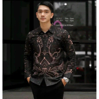 Baju Kemeja Batik Pria Lengan Panjang Halus Premium Jumbo Size M L XL XXL Dewasa Kerja Keren Motif M