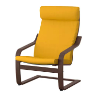 POÄNG 扶手椅, 棕色/skiftebo 黃色, 68x83x100 公分