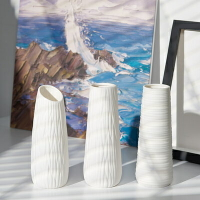 現代簡約磨砂陶瓷花瓶白色黑色滿天星客廳餐桌鮮花干花水養插花器
