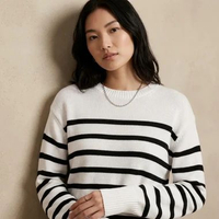 YOORA SWEATER / BLOUSE RAJUT BLASTER / SWEATER WANITA STRIPE Putih