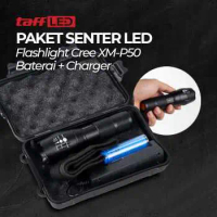 TaffLED Paket Senter LED Flashlight + Baterai + Charge Charger