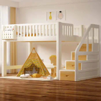 Customized elevated bed, bed, table, upper and lower beds of the same width, children's small unit, upper bunk bed, double bunk