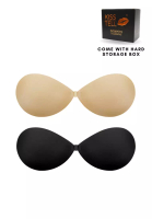 Kiss &amp; Tell 2 Pack Briana 1cm Strapless Seamless Nubra in Nude and Black Seamless Invisible Reusable Adhesive Stick on Wedding Bra 隐形聚拢胸