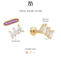 Isago Anting Wanita Berlian Trio Pear Single Studs Anting Emas Berlian