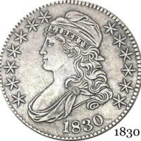 United States Of America Liberty Eagle 1830 50 Cents ½ Dollar Capped Bust Half Dollar Cupronickel Silver Plated Copy Coin