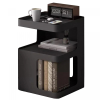 幾何造型現代金屬床頭櫃#特色邊桌#客廳小茶几#邊檯#小空間#茶几#無需組裝（黑色）#YH26_01168A