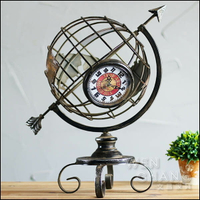 LOFT 美式復古 立體地球儀穿心鐘 桌鐘 Z146